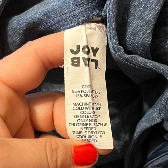 JoyLab Capri Leggings Women's Size M Blue Patchwork Legs Low Mid Rise - Picture 6 of 9